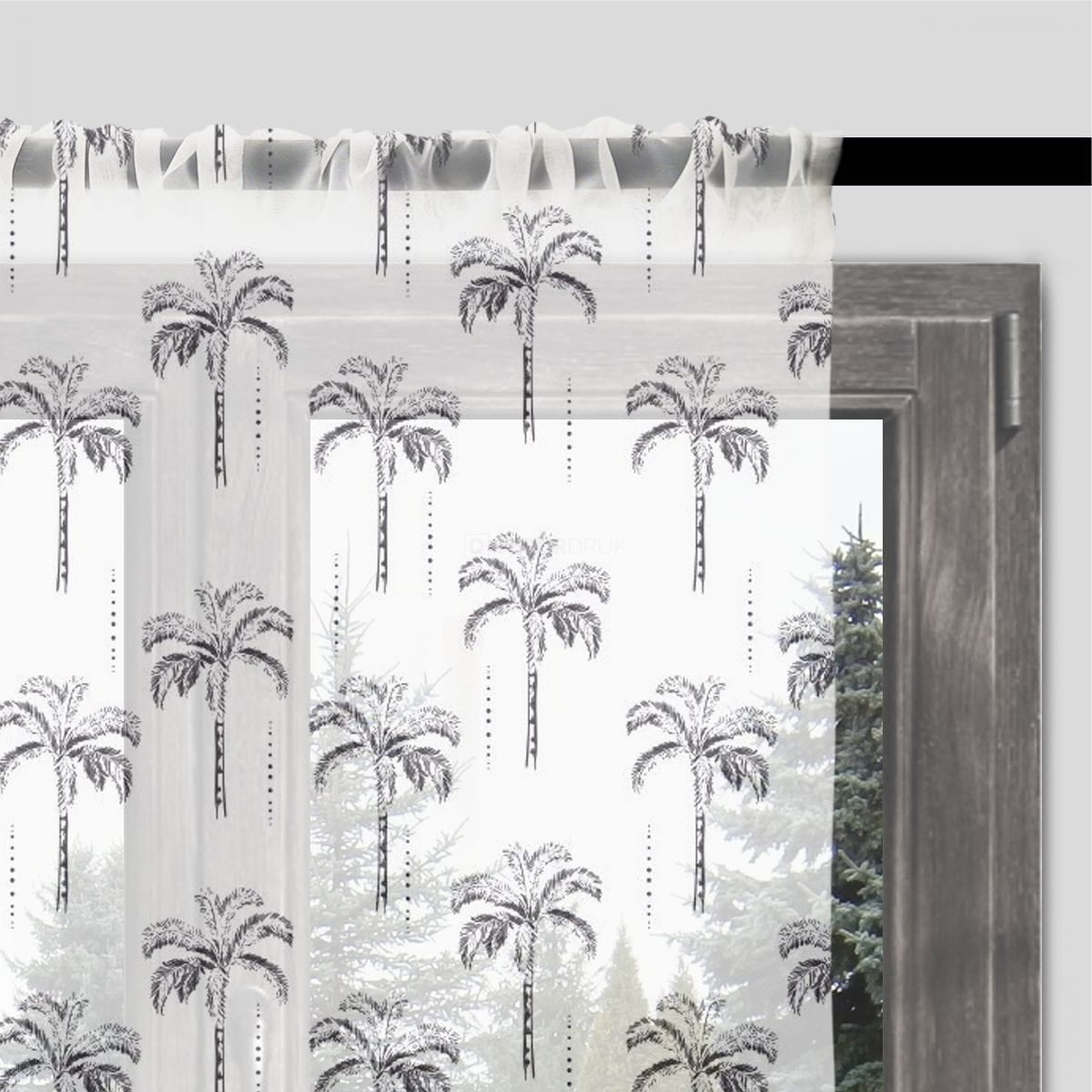 Gardinen schwarz weiße Palmen
