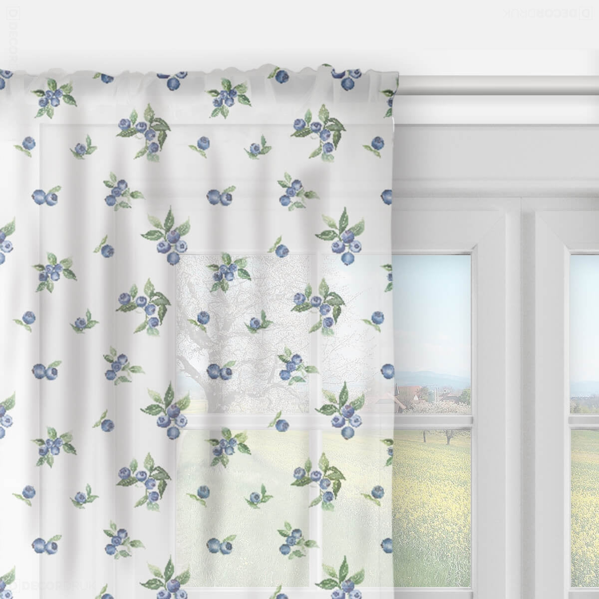 Gardinen mit Heidelbeeren Muster für Küche und Vorraum