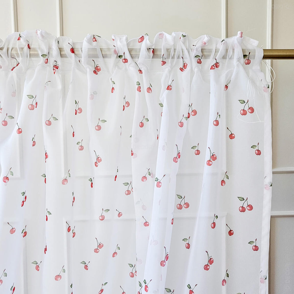 Leichte Gardinen mit Kirschen Muster