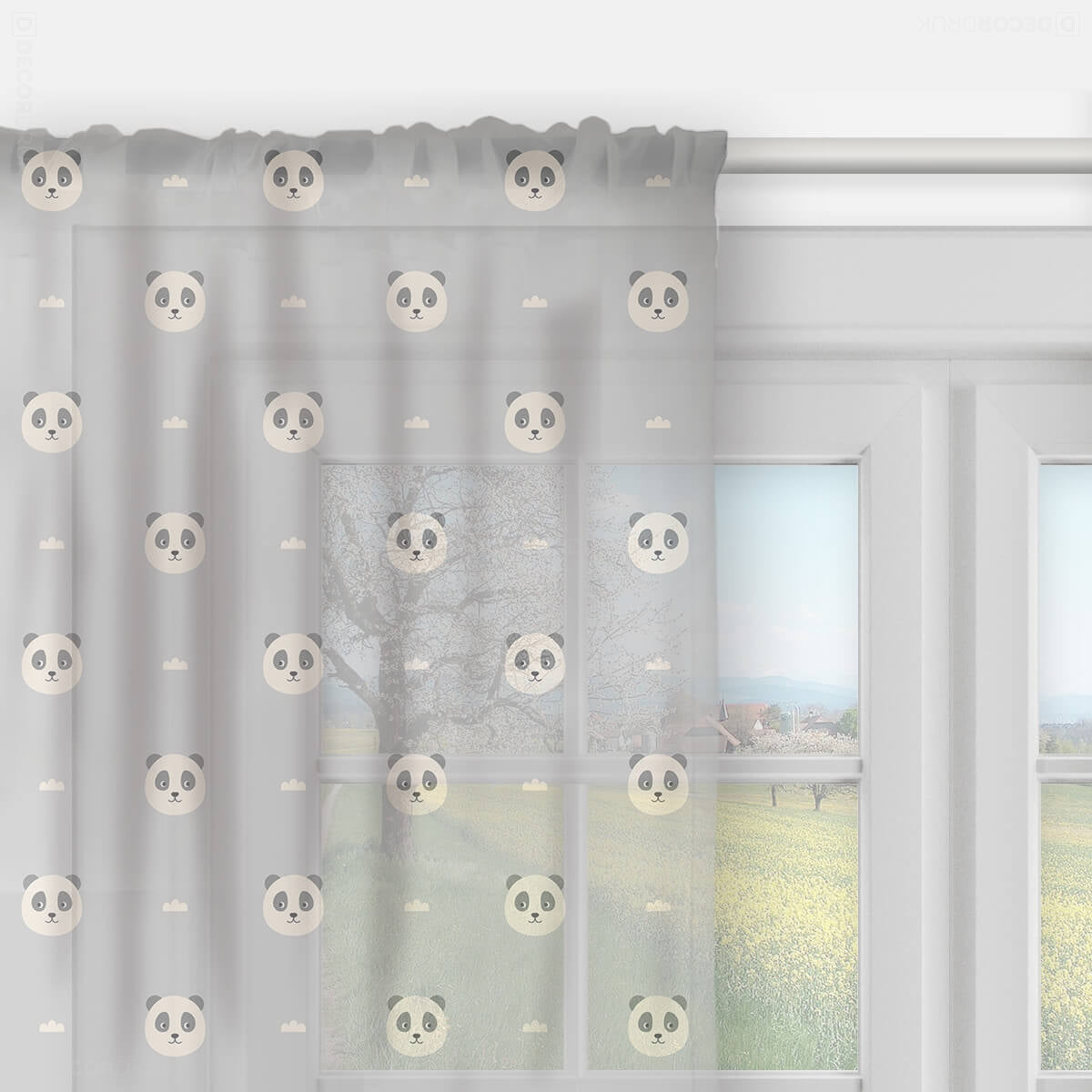 Gardinen Kinderzimmer Pandabären Grau