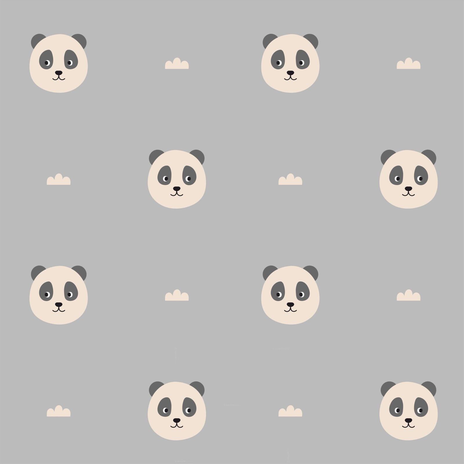 Gardinen und Vorgänge Kinderzimmer Panda Muster Grau