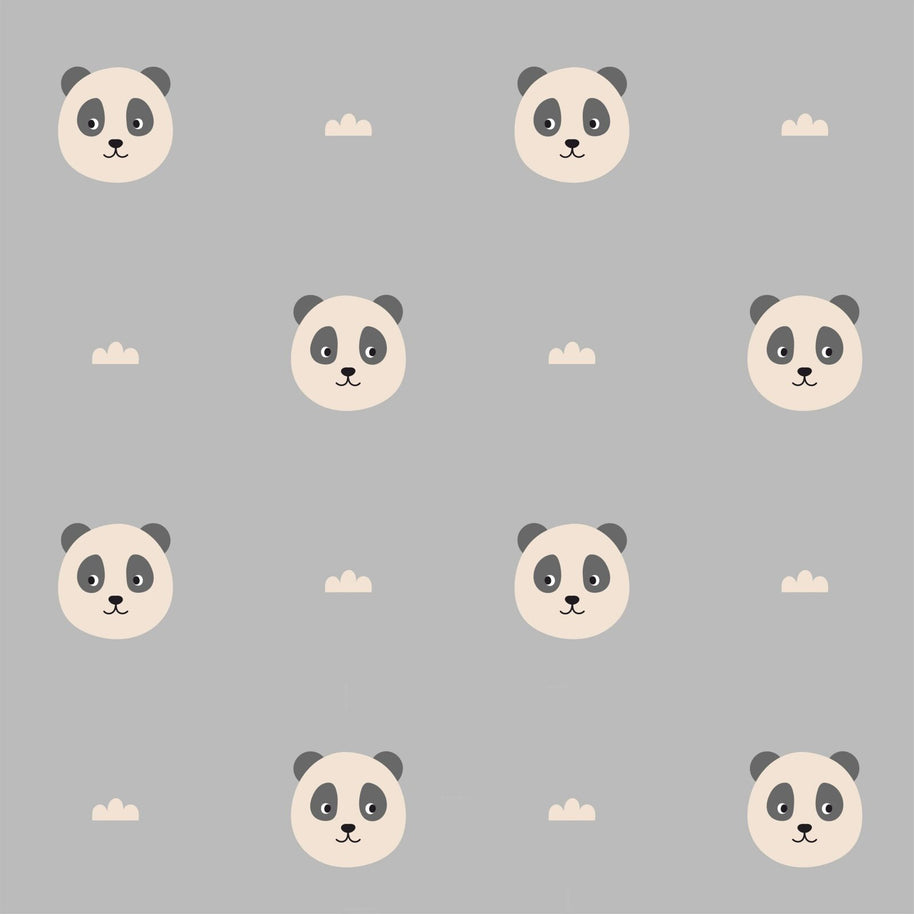 Gardinen und Vorgänge Kinderzimmer Panda Muster Grau