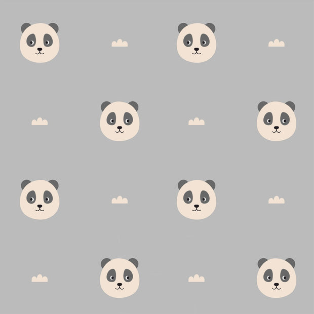 Gardinen und Vorgänge Kinderzimmer Panda Muster Grau