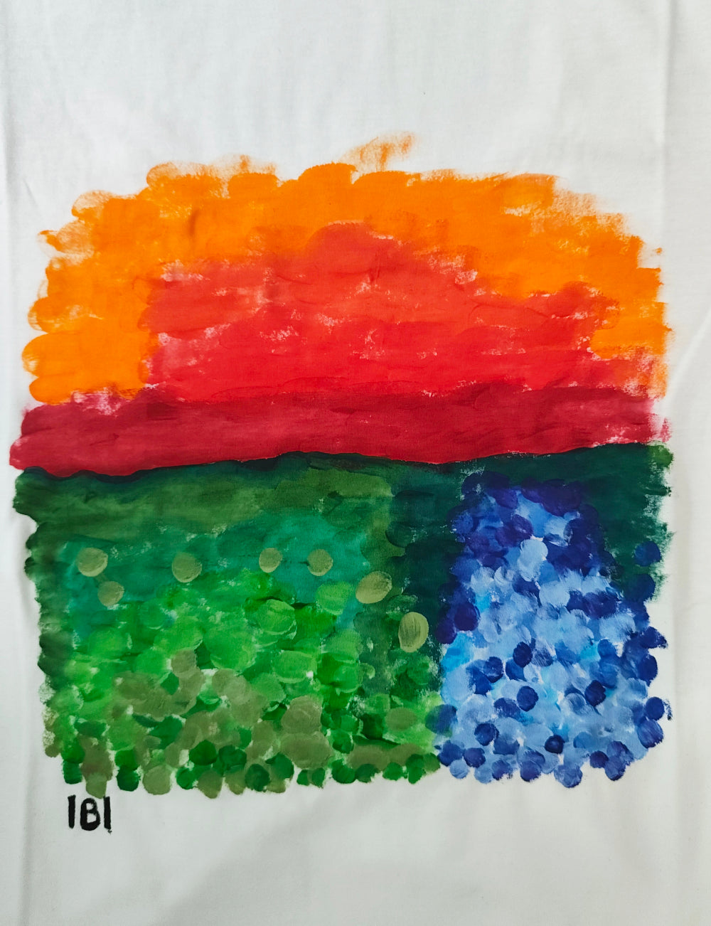 T-Shirt Handgemalt Sonnenuntergang