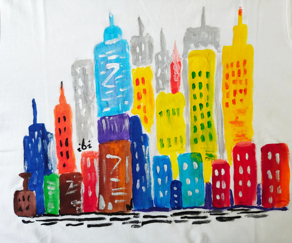 Handgemaltes Muster Wolkenkratzer