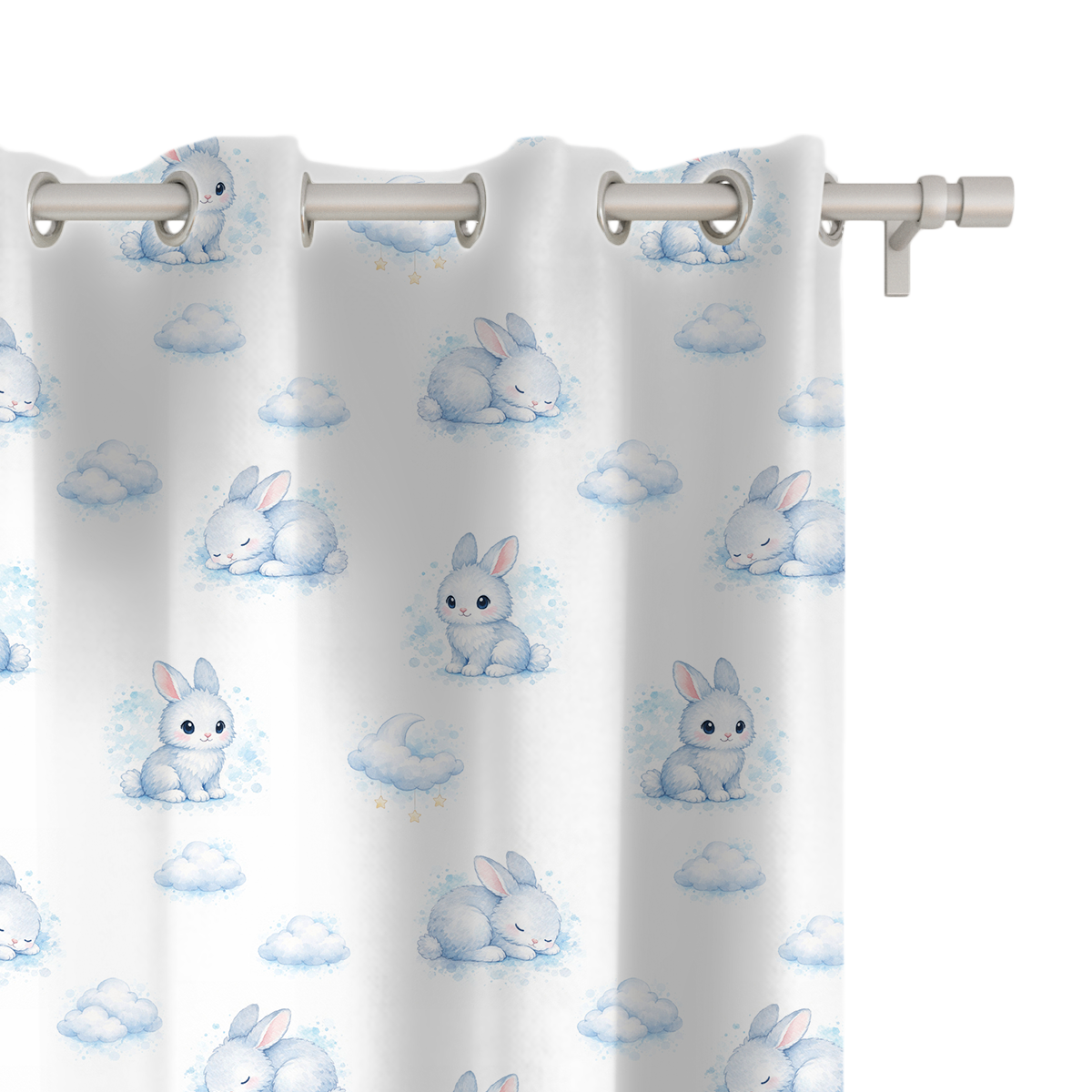 Kinderzimmer Vorhang blaue Hasen