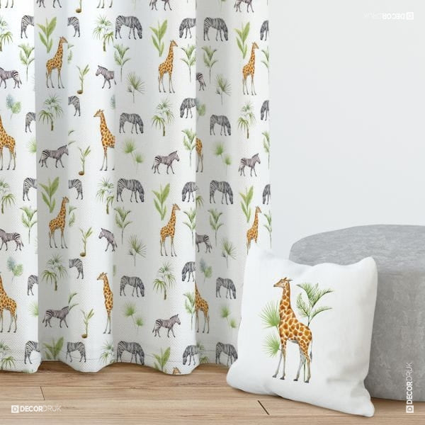 Kinderzimmer Vorhang Zebras & Giraffen