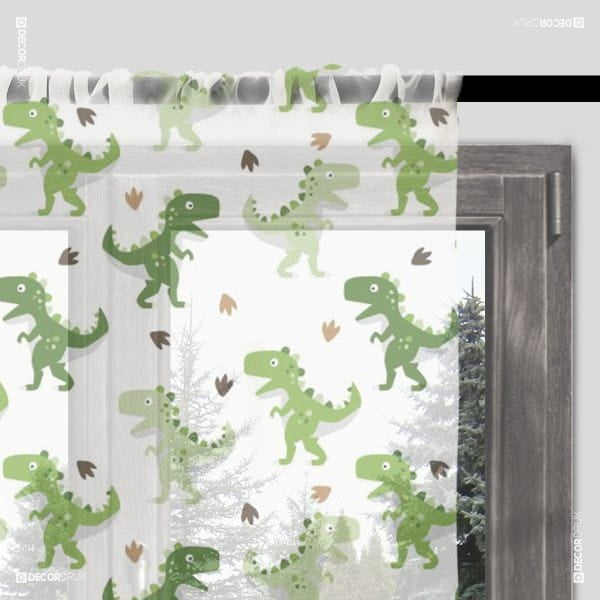 Gardinen Kinderzimmer grüne Dinos Breite 140cm Tunnel 6cm