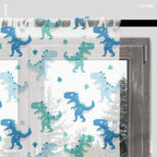 Gardinen Kinderzimmer blaue Dinos, Breite 140cm, Tunnel