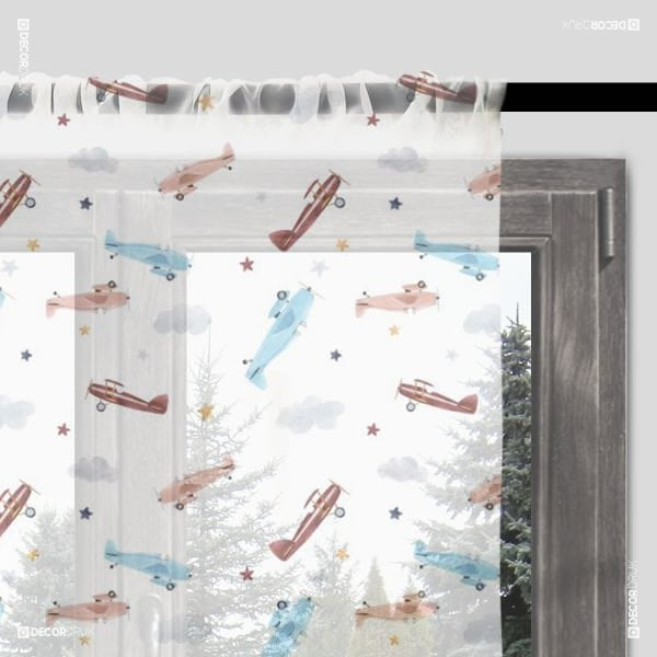 Gardinen Jungenzimmer Flugzeuge Weiß