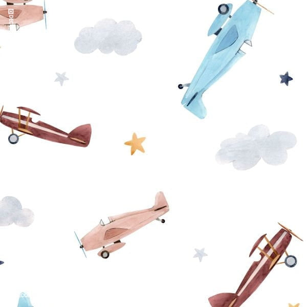 Kindervorhänge Flugzeuge weiß