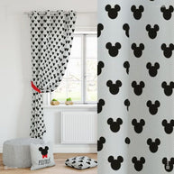 Micky Mouse Vorhänge Kinderzimmer schwarz-weiß