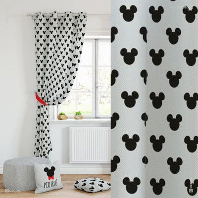 Micky Mouse Vorhänge Kinderzimmer schwarz-weiß