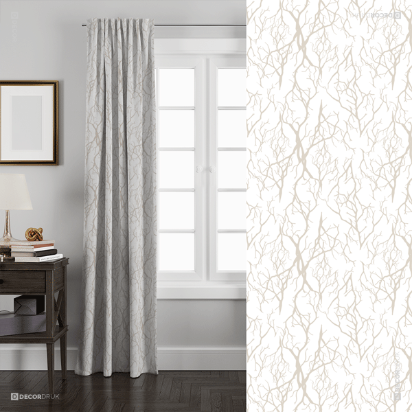 Vorhänge Wohnzimmer Äste auf Weiß