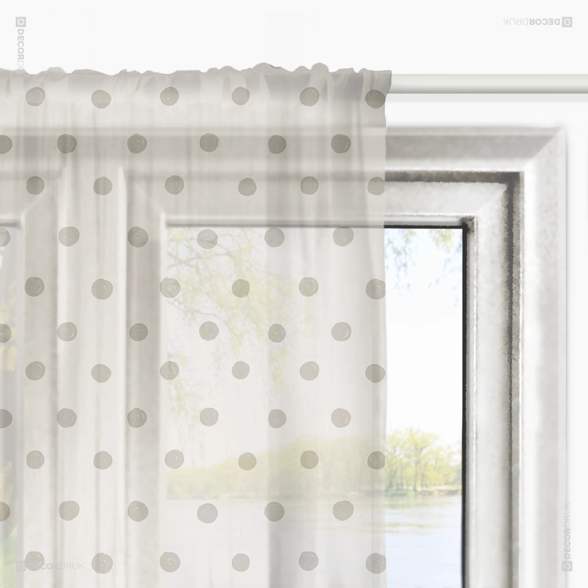 Kinderzimmer Gardinen große grauen Punkte auf Beige