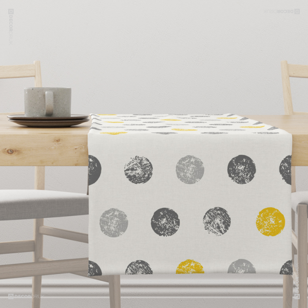 Tischläufer graue und gelbe Punkte
