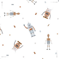 Vorhang Muster Roboter