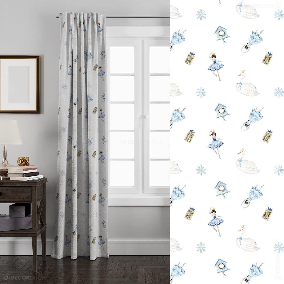 Vorhänge für Mädchenzimmer Blaue Balletttänzerin