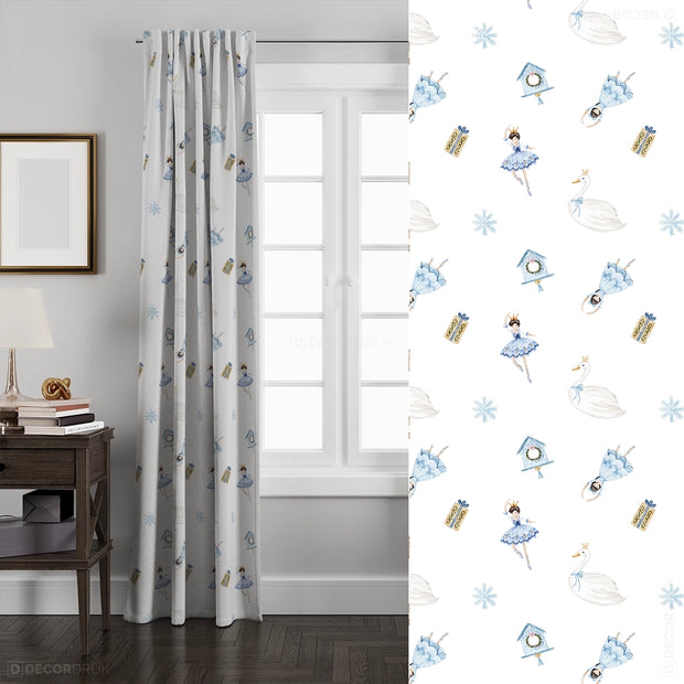 Vorhänge für Mädchenzimmer Blaue Balletttänzerin