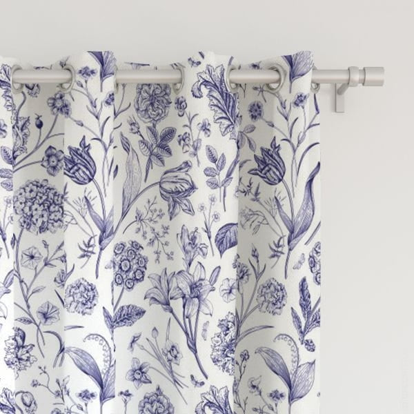 Blaue Blumen Vorhang für Küche Vorraum oder Wohnzimmer