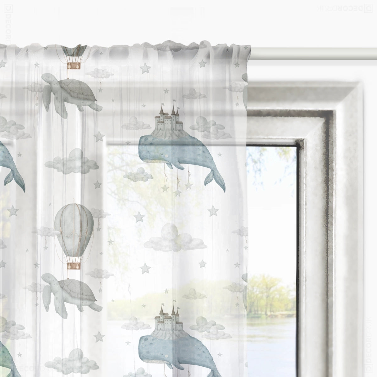 Blaue Wahl und Schildkröte Gardinen für Kinderzimmer