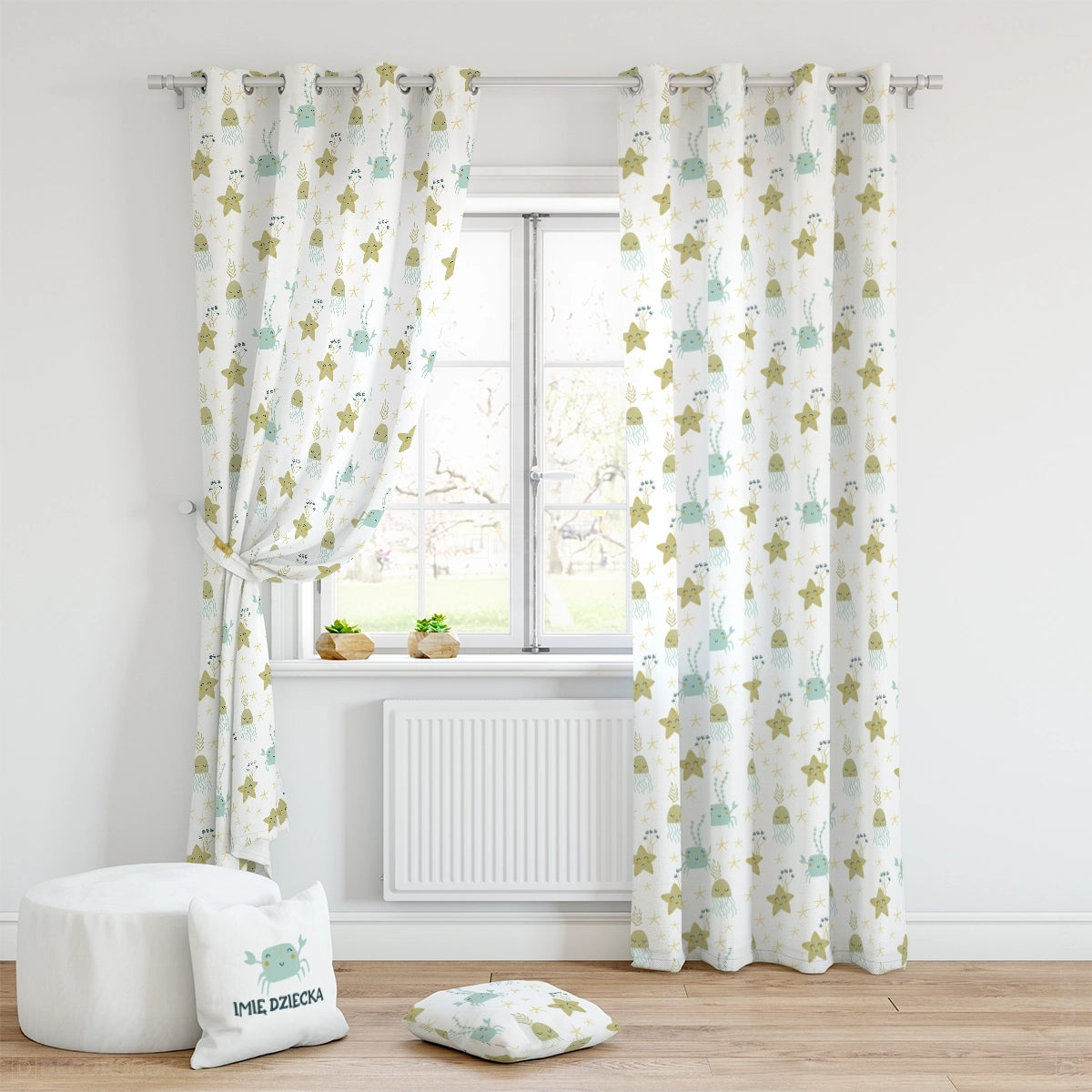 Kinderzimmer Vorhänge Krabben und Seesternen