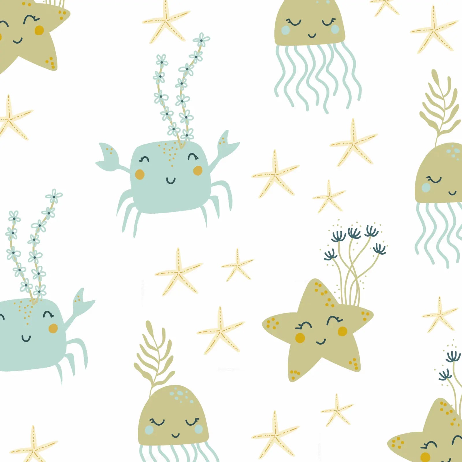 Krabben und Seesternen Gardinen uind Vorhang Muster