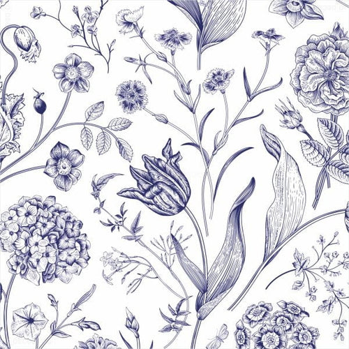 Vorhänge blaue Blumen Muster