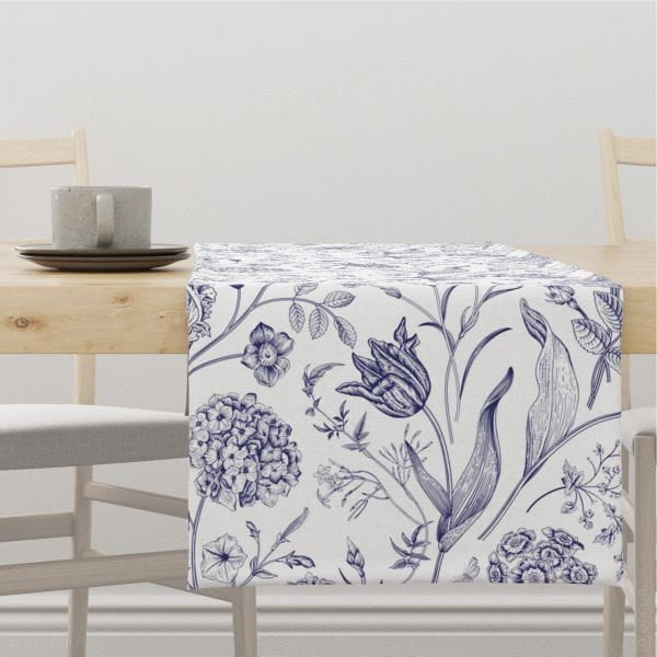 Tischläufer Blaue Blumen
