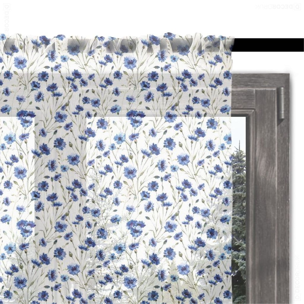 Gardinen Zimmer Kornblumen blau