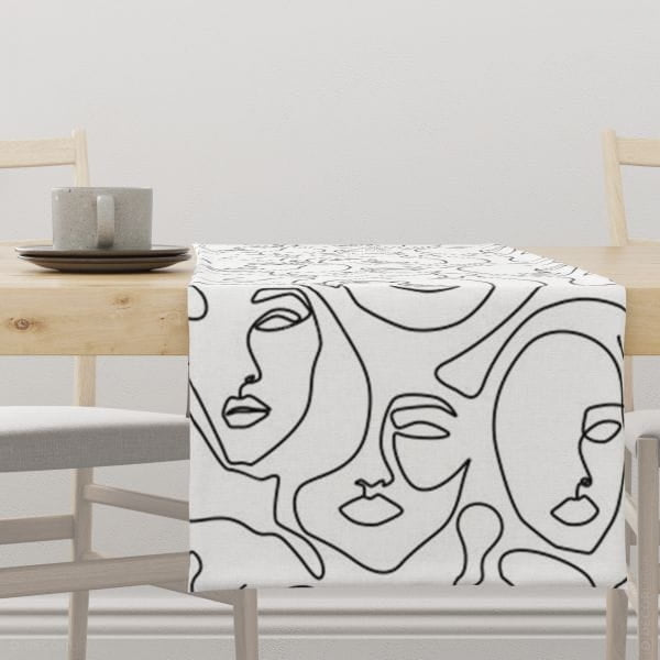 Tischdecke Black&White Gesichter
