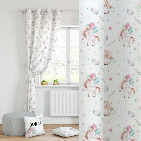 Kinderzimmer Vorhänge mit Einhorn in Rosa