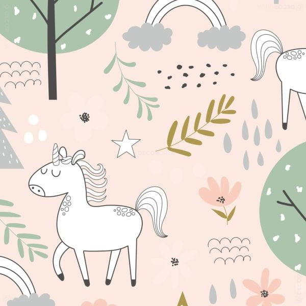 Vorhang Muster Einhorn im Wald