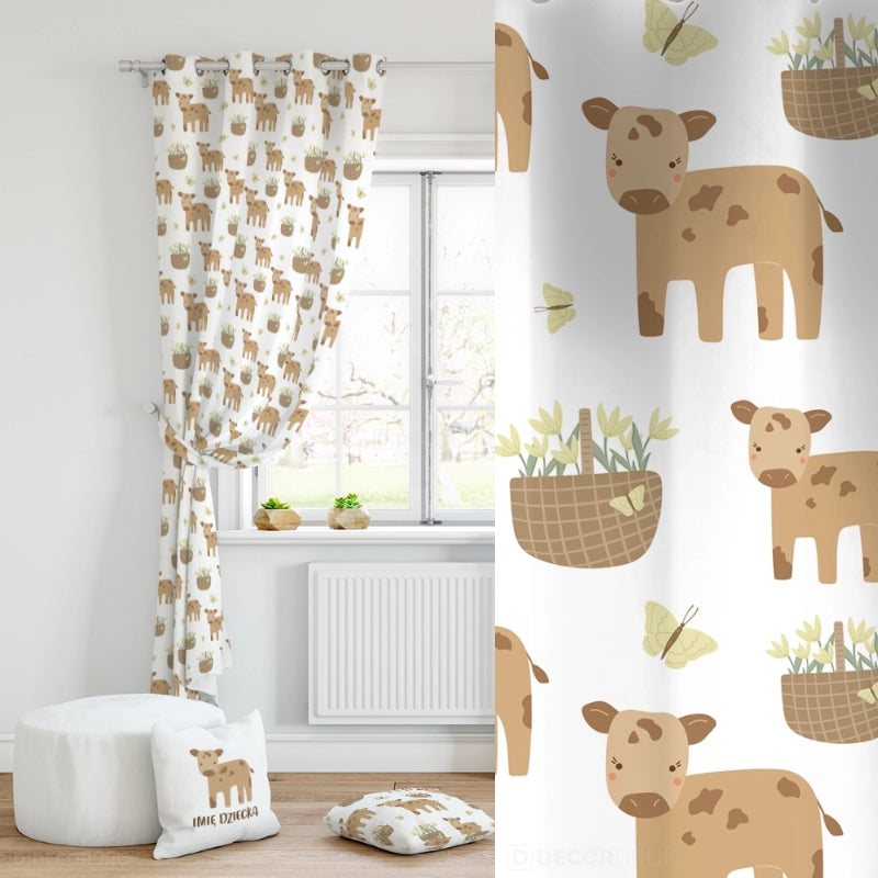 Kinderzimmer Vorhänge Muh-Kuh Junge Mädchen Farbe Braun
