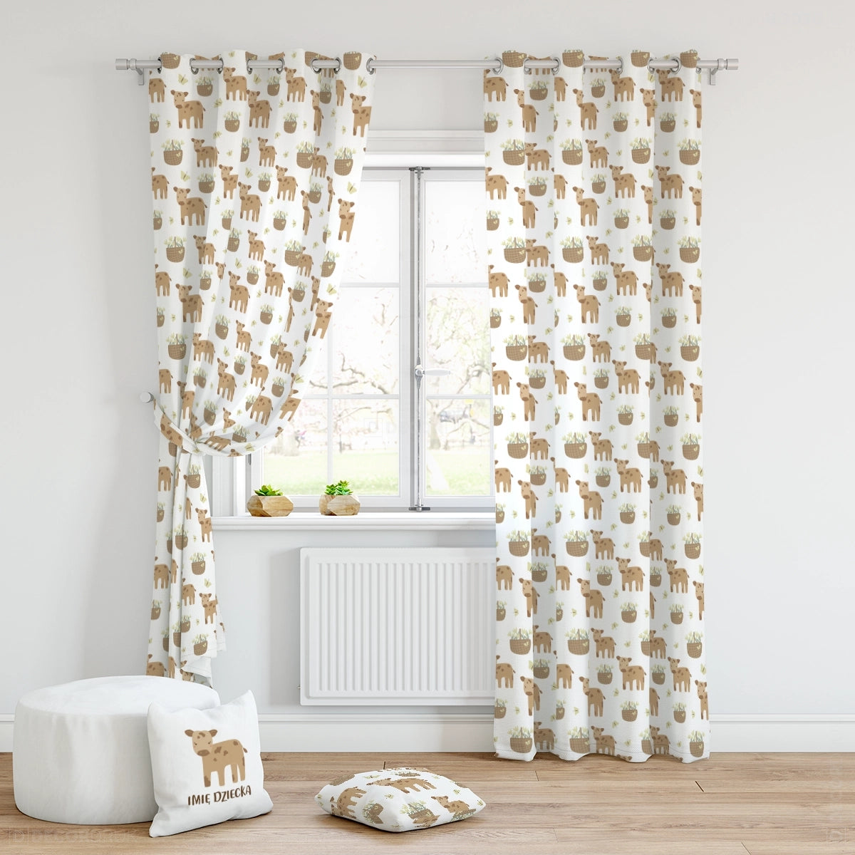 Kinderzimmer Vorhang Muh-Kuh Braun