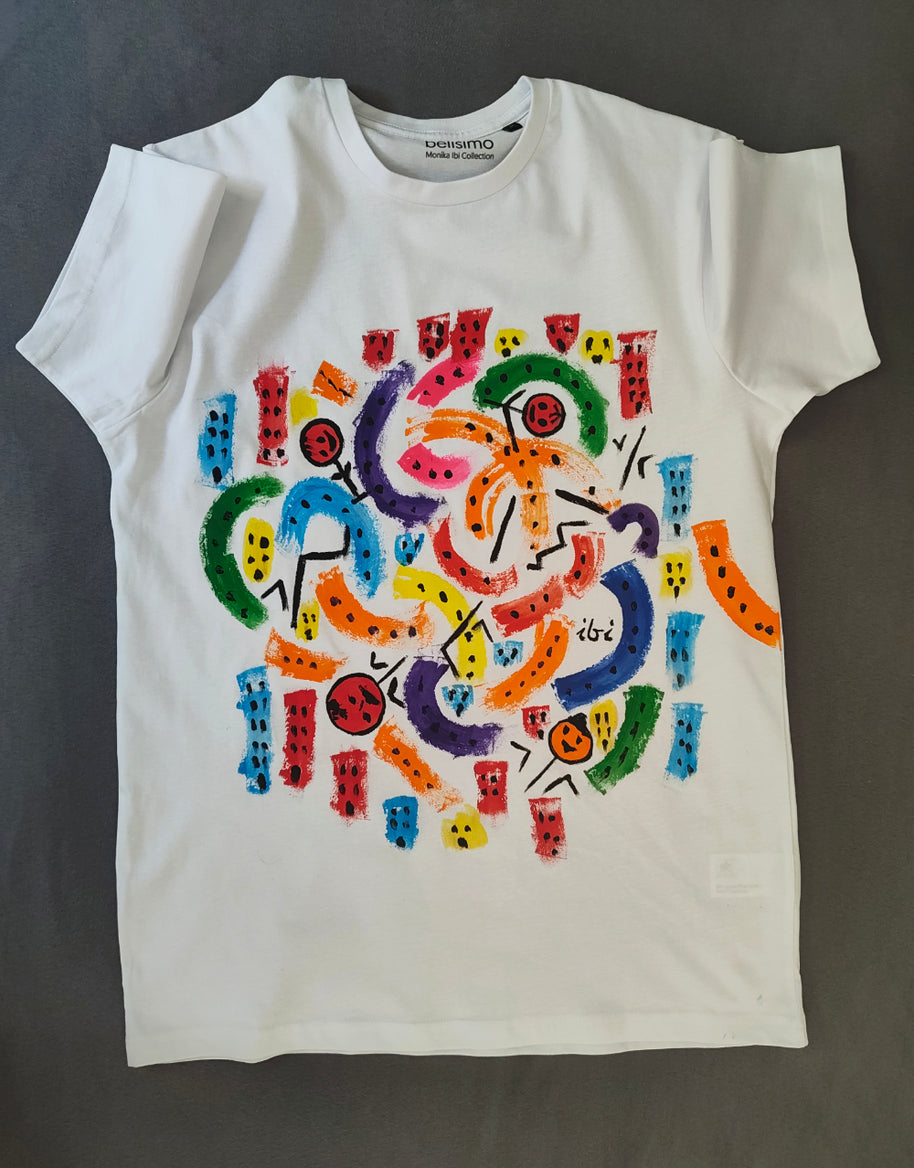 Baumwolle T-Shirt Damen City Life Bunte handbemalt Wien