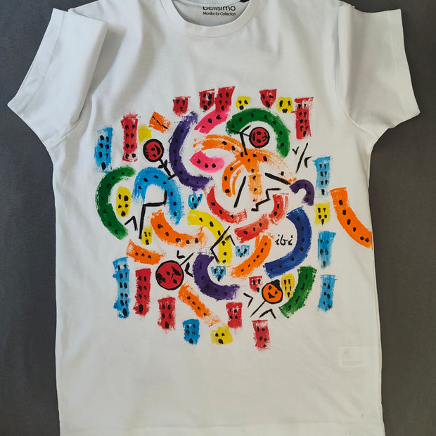 Baumwolle T-Shirt Damen City Life Bunte handbemalt Wien