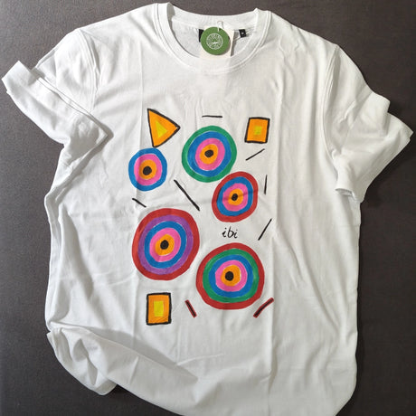 Bunte Kreise handbemaltes buntes T-Shirt Ibi Wien Größe S
