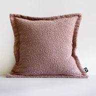 Kissen Boucle Rosa mit Rand