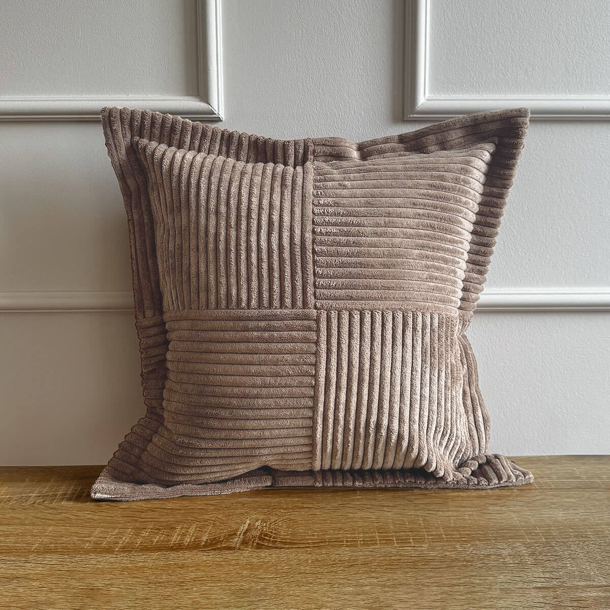 Cord Kissen Patchwork Braun