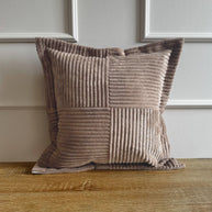 Cord Kissen Patchwork Braun