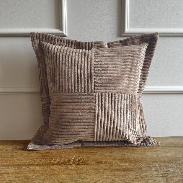 Cord Kissen Patchwork Braun