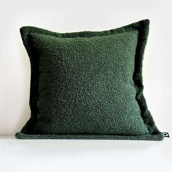 Dekokissen Boucle Grün mit Rand 40x40 und 50x50cm