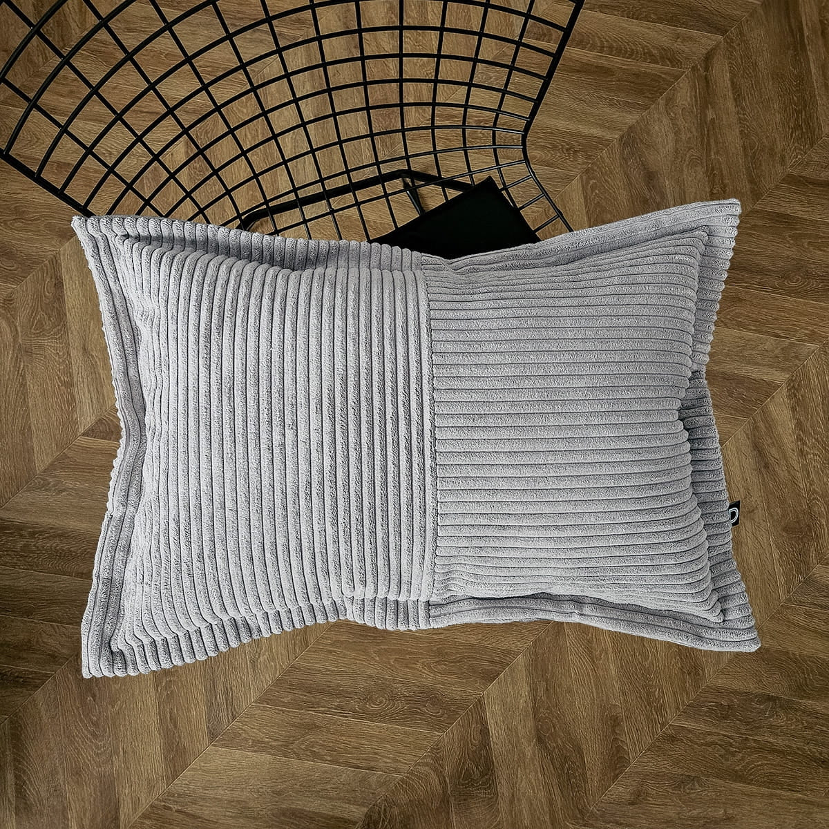 Cord Kissen Patchwork Grau