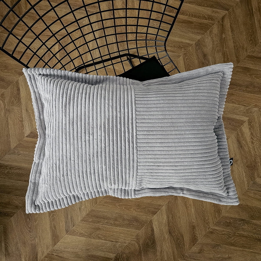 Cord Kissen Patchwork Grau