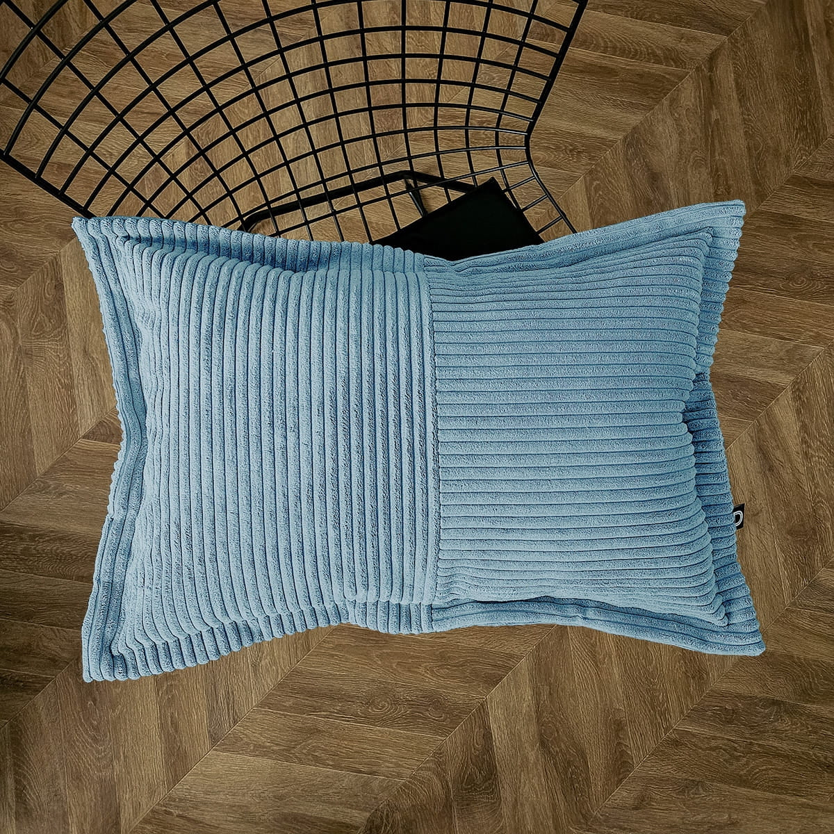 Cord Kissen Patchwork Türkisblau