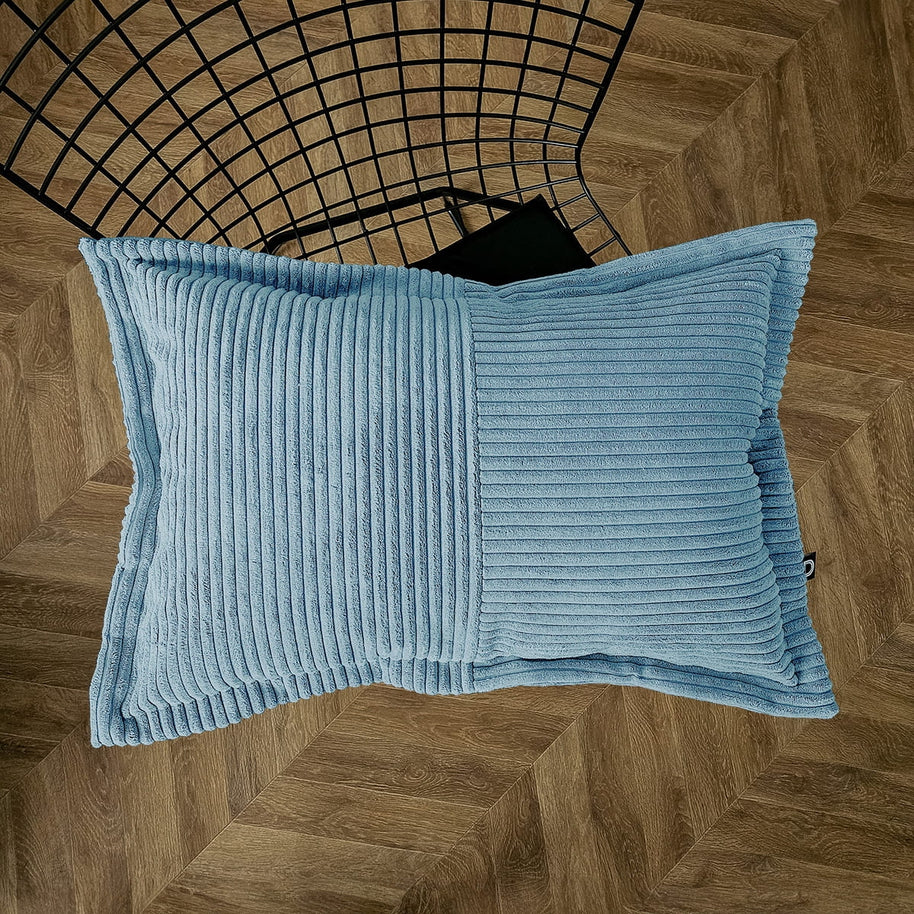 Cord Kissen Patchwork Türkisblau