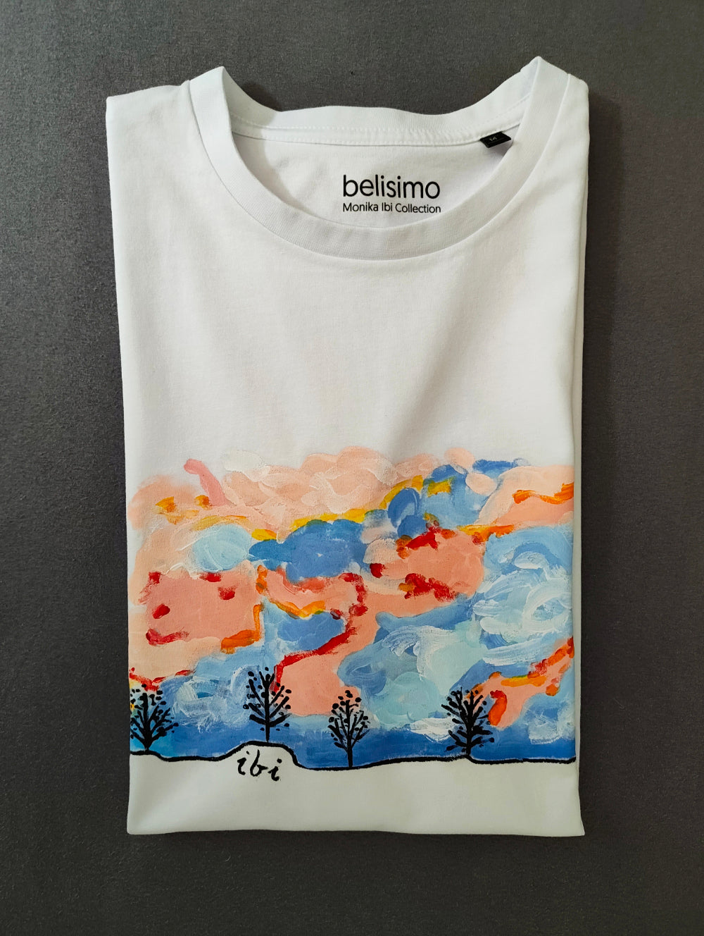 Handbemaltes T-Shirt Himmel in Japan Größe M 