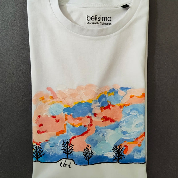 Handbemaltes T-Shirt Himmel in Japan Größe M 