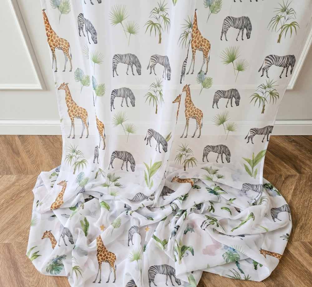 Gardinen für Kinder Zebras und Giraffen